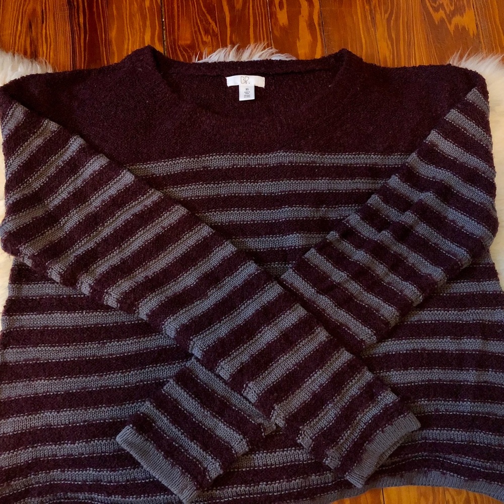 Nordstrom BP Maroon and Grey Striped Sweater